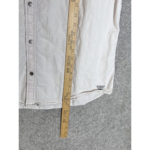 Guess Short Sleeve Chest Pockets Snap Front Collared Shirt Mens Size‎ XL White - Picture 8 of 8